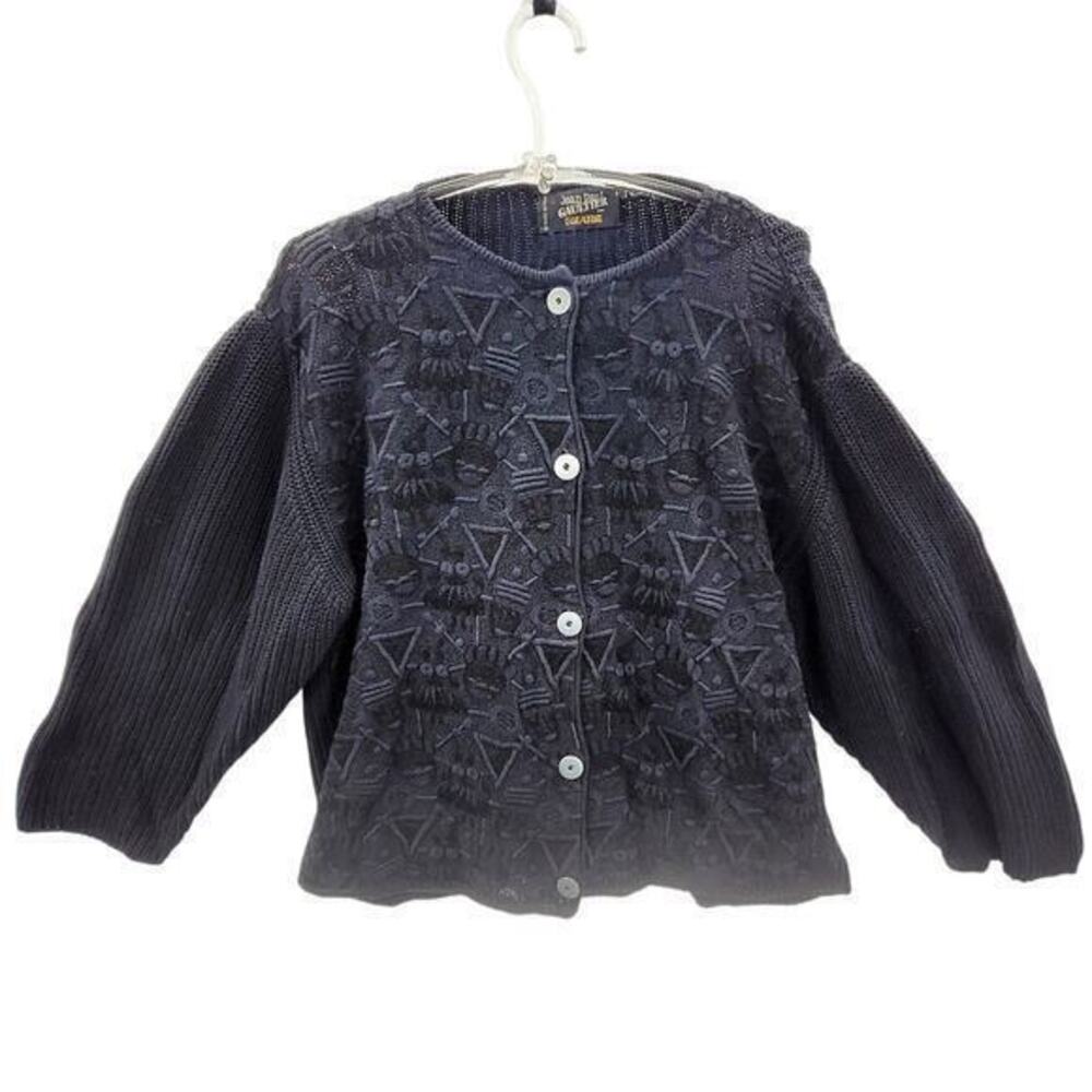 HP Jean Paul Gaultier for Equator Sheer Geometric Front Memphis Cardigan Sweater